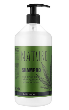 Anti-dandruff shampoo with hemp oil, zinc, and ketoconazole, 500 ml