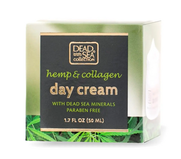 Day cream with hemp extract, collagen, and minerals to combat wrinkles