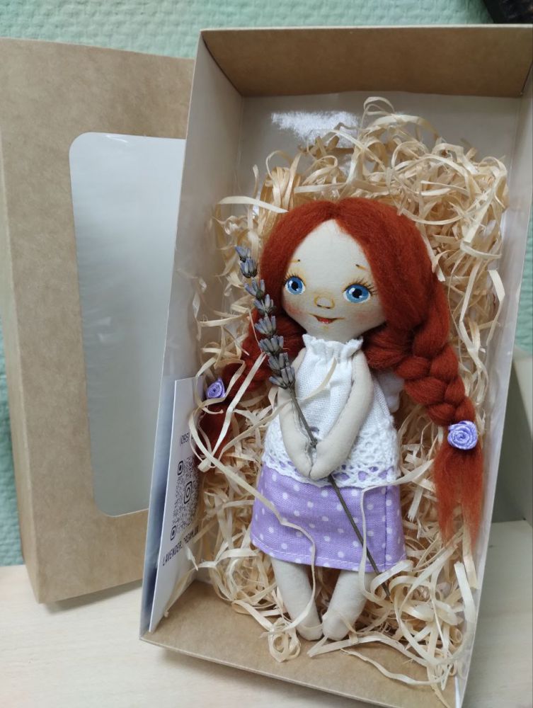Lavender doll in a box