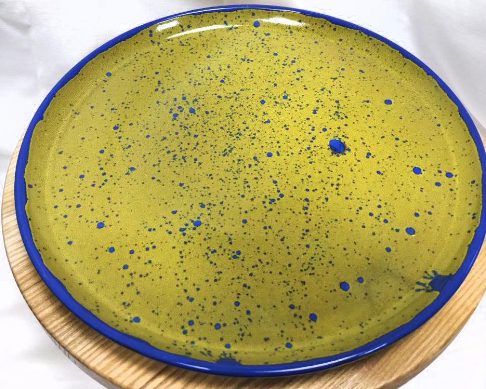 Тарілка керамічна плоска Жовто-синя