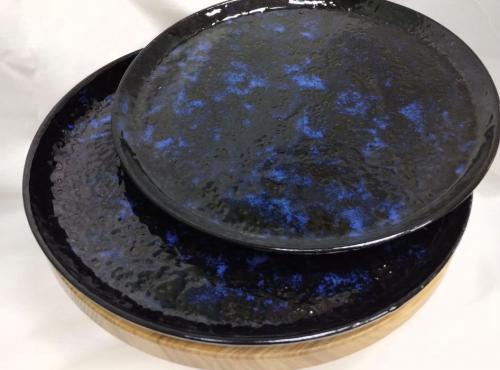 Тарілка керамічна плоска Чорно-синя