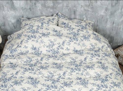 BLUE Rose linen bed linen set. EURO